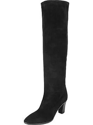 ВИНС. Женские черные кожаные сапоги Casper с круглым носком и наборным каблуком с напуском 5 M