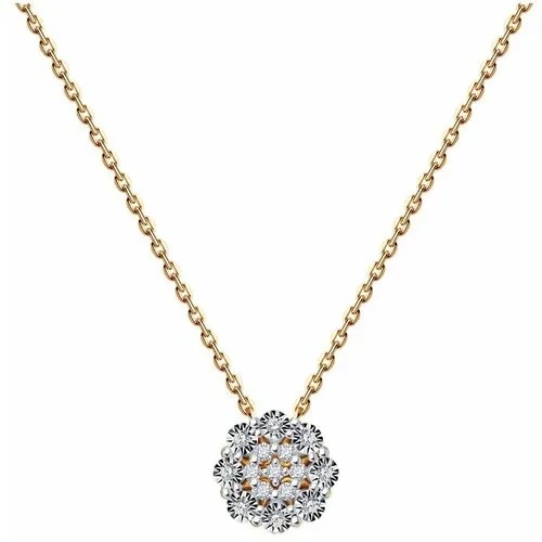 Колье Diamant, комбинированное золото, 585 проба, бриллиант, длина 42 см., бесцветный