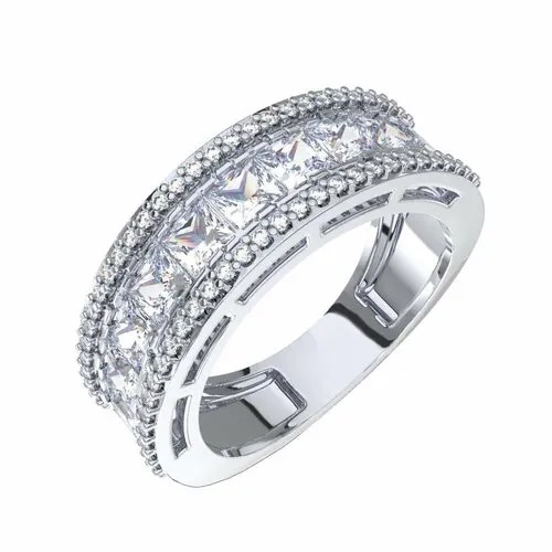 Кольцо Яхонт, серебро, 925 проба, фианит, размер 17.5, бесцветный