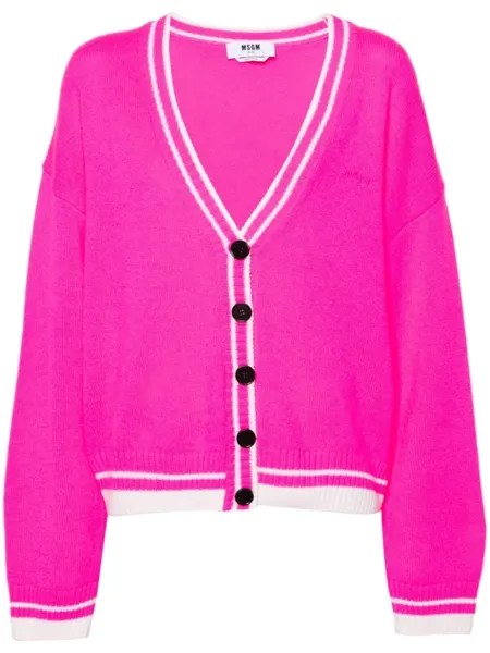 MSGM кардиган с вышитым логотипом, розовый