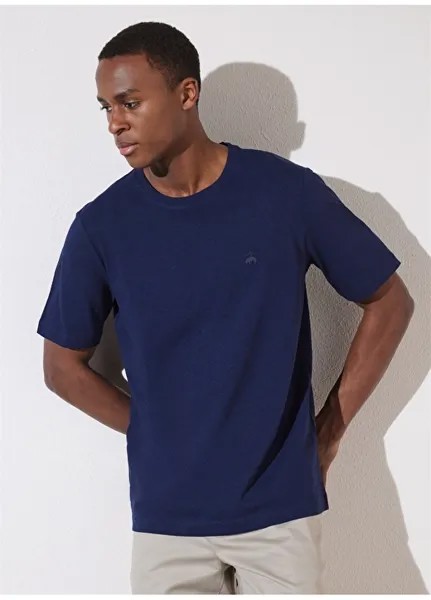 Темно-синяя мужская футболка с круглым вырезом Brooks Brothers