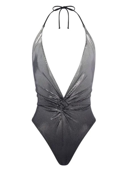 Moschino купальник в мелкую точку, серебристый
