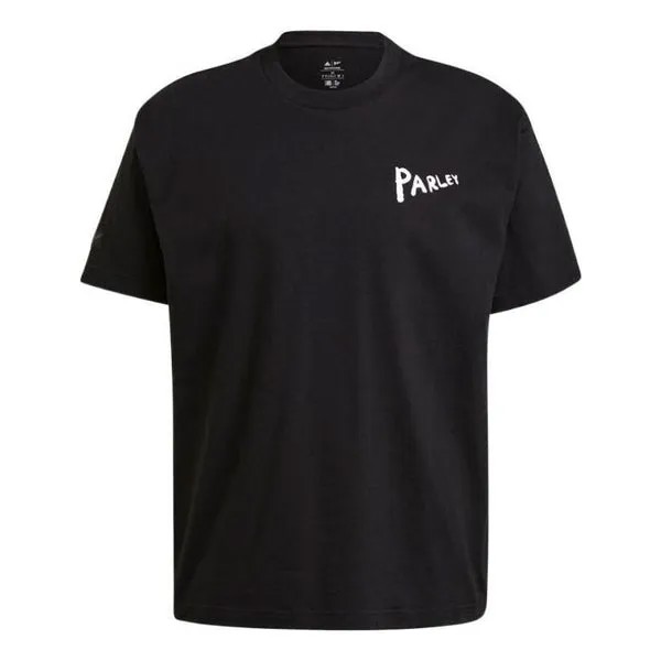 Футболка Men's adidas Alphabet Printing Cotton Round Neck Short Sleeve Black T-Shirt, черный