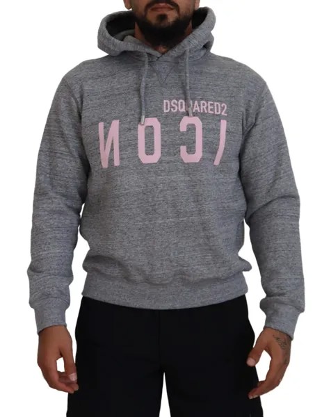 DSQUARED2 Свитер Серый хлопковый мужской пуловер с капюшоном и принтом IT48/US38/M 610usd