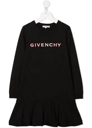 Givenchy Kids платье из джерси с вышитым логотипом