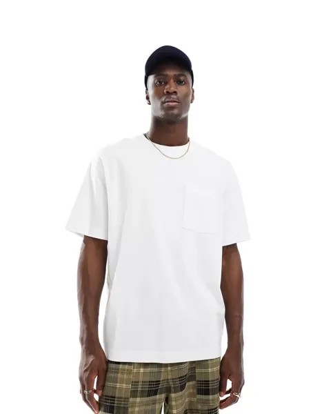 Abercrombie & Fitch – футболка из высококачественного тяжелого материала белого цвета с нагрудным карманом