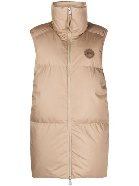 Canada Goose дутый жилет с нашивкой-логотипом, нейтральный цвет