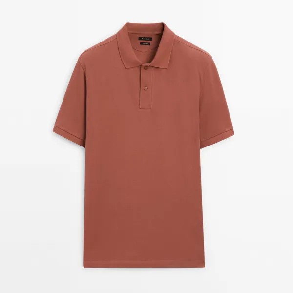 Футболка-поло Massimo Dutti Microtextured Cotton Piqué, оранжевый