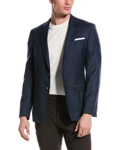 Шерстяная спортивная куртка узкого кроя BOSS Hugo Boss, синий