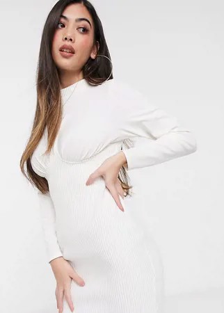 Платье-футболка мини цвета слоновой кости ASOS DESIGN Petite-Белый