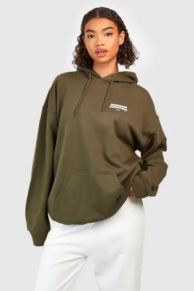 Высокий гардероб essentials худи с пузырьким принтом Boohoo, хаки