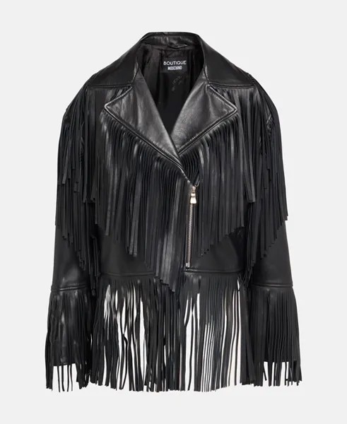 Кожаный пиджак Boutique Moschino, черный