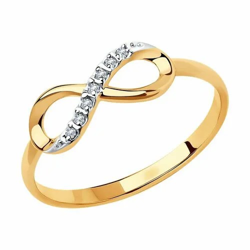 Кольцо Diamant, красное золото, 585 проба, фианит, размер 19, бесцветный