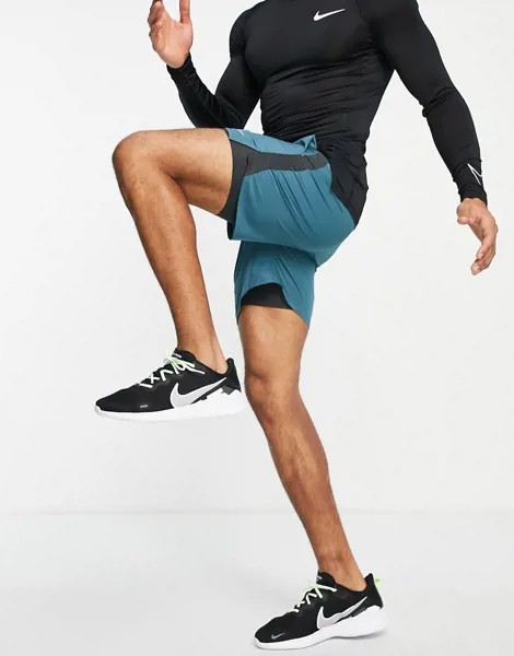 Пепельно-зеленые шорты «2 в 1» длиной 7 дюймов Nike Running Dri-FIT Run-Серый