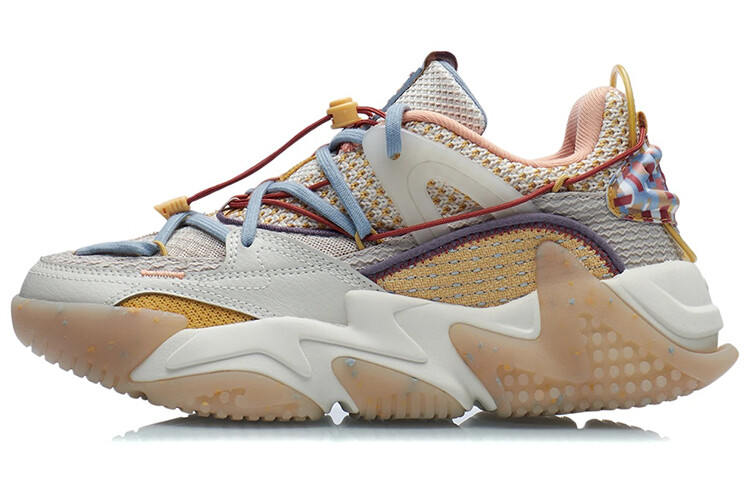 LINING CF Lifestyle Shoes Women's Low-top Pearl White/whitebait Gray/light Ochre Yellow