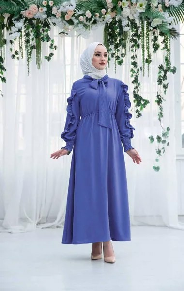 Платье Frilly Aerobin TH-цвет Индиго, зима-осень 2021, стандартный головной платок, мусульманская индейка