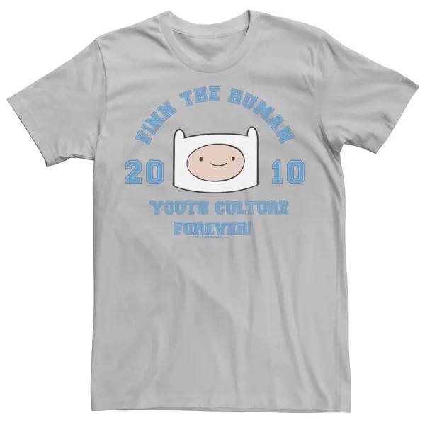 Мужская футболка с рисунком Finn The Human Youth Culture Forever Licensed Character, серебристый