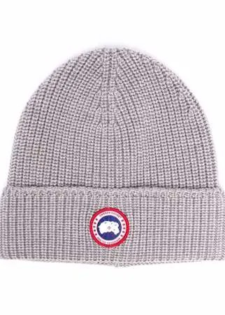 Canada Goose шапка бини с нашивкой-логотипом