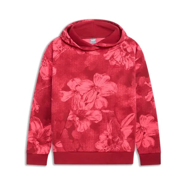 Женская худи PUMA ESS+ с цветочным принтом AOP, цвет Intense Red
