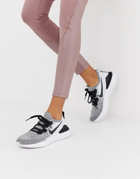 Черно-серые кроссовки Nike Running Epic React Flyknit-Черный