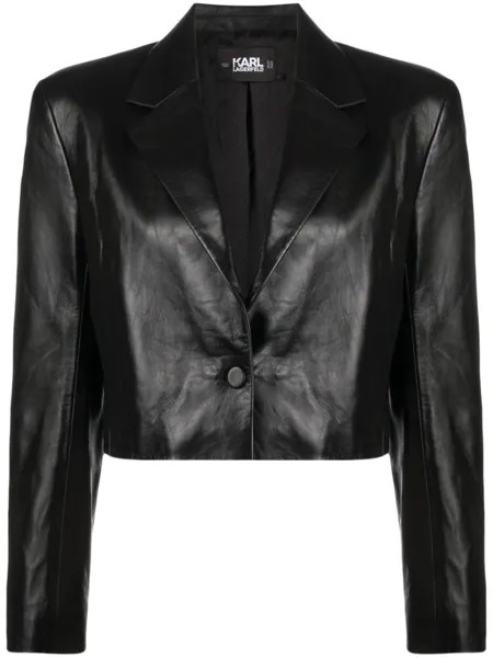 Karl Lagerfeld Signature cropped leather jacket, черный