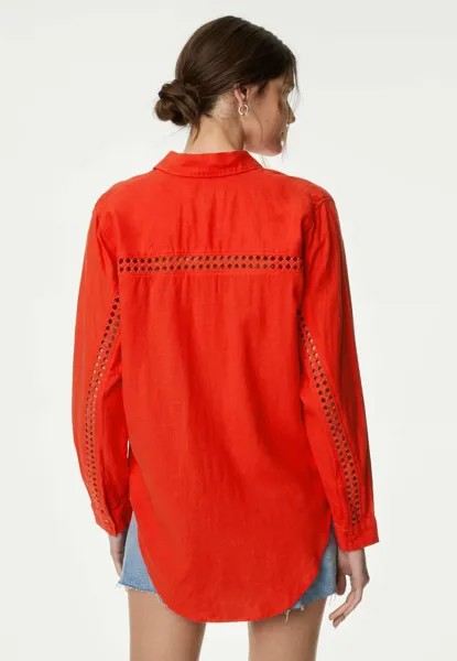 Рубашка-блузка COLLARED RELAXED SHIRT Marks & Spencer, красный