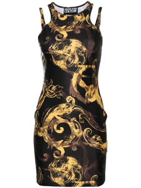 Versace Jeans Couture платье миди с принтом Watercolour Couture, черный