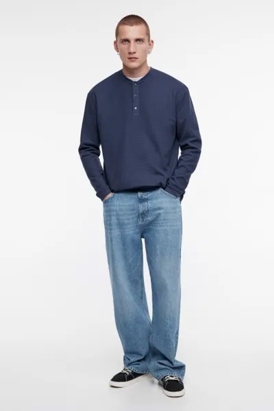 Лонгслив oversize хлопковый с застежкой на груди