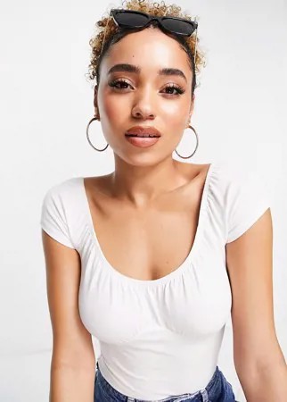 Белый боди со сборками на груди ASOS DESIGN