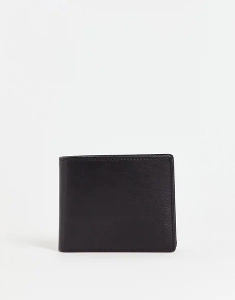 Черный кожаный бумажник в одно сложение Smith & Canova