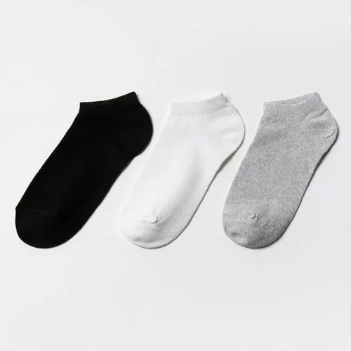 Носки GRAND LINE, 3 пары, размер 37/38, серый, черный, белый