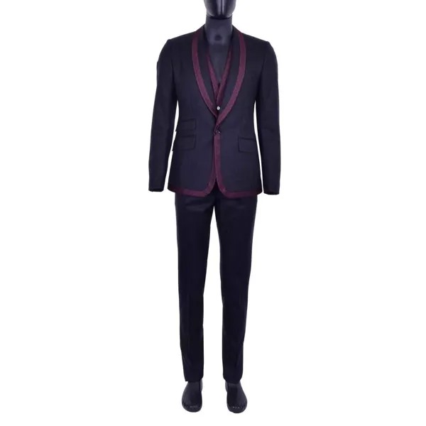 Dolce - Gabbana Костюм из 3 предметов из натуральной шерсти, пиджак, брюки, жилет, серый, бордовый 06922