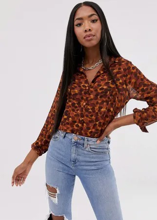 Рубашка с длинными рукавами и звериным принтом ASOS DESIGN-Мульти
