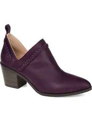 JOURNEE COLLECTION Женские фиолетовые плетеные ботильоны Sophie на блочном каблуке с v-образным вырезом 8