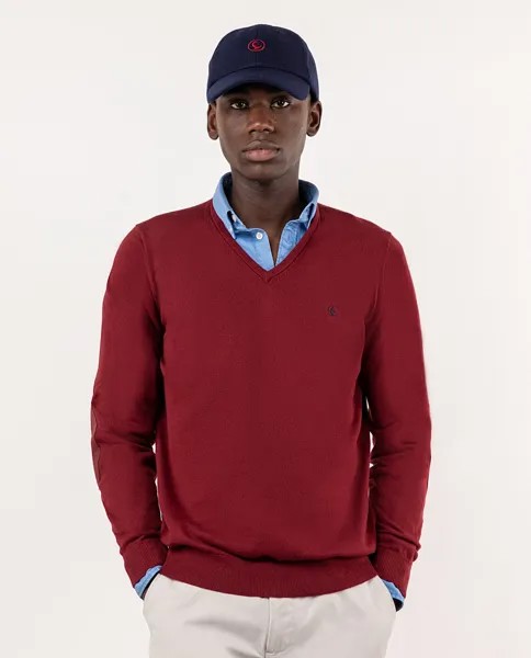 Мужской бордовый свитер с v-образным вырезом El Ganso, гранатовый