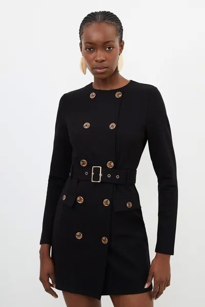 Мини-платье из джерси Ponte Hardwear Karen Millen, черный