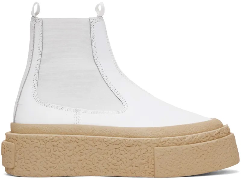 Белые кожаные ботинки челси на платформе MM6 Maison Margiela