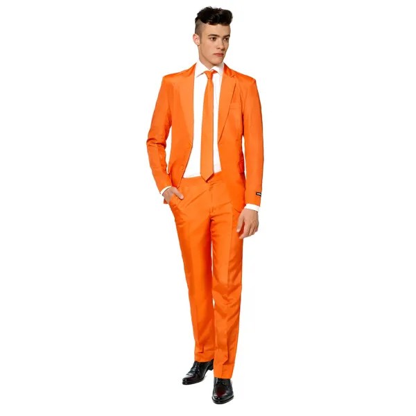 Мужской однотонный костюм и галстук Suitmeister Slim-Fit, оранжевый