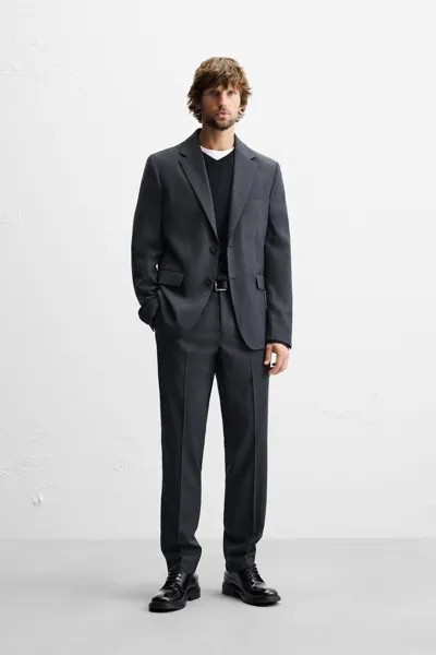 Брюки в костюм с узором гусиная лапка ZARA, синий