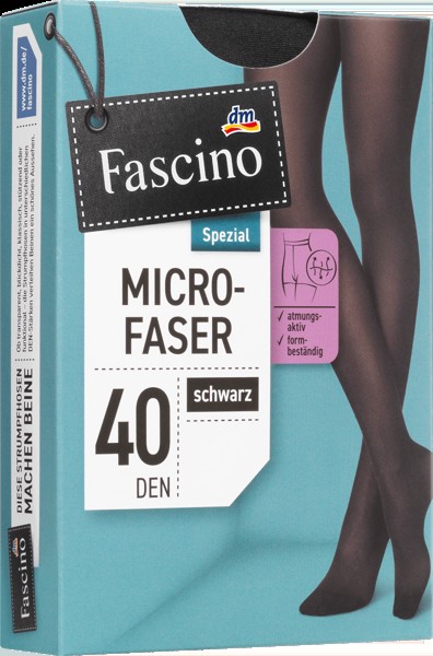 Колготки из микрофибры черного цвета. 50/52 40 ден 1шт. Fascino