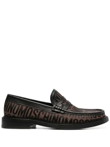 Moschino лоферы с логотипом, коричневый