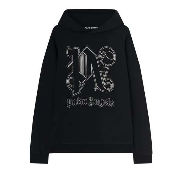 Толстовка Palm Angels Monogram Statement, цвет: черный/белый