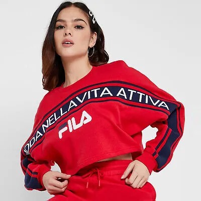 Fila Lucie Crop Crewneck Женская китайская красная спортивная спортивная толстовка Топ