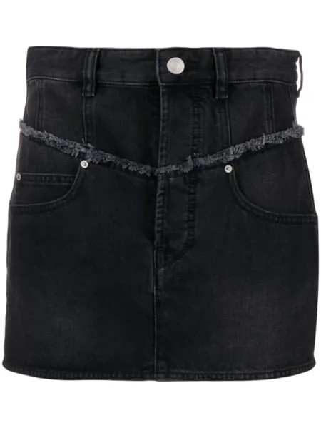 ISABEL MARANT джинсовая юбка мини Narjis с бахромой, черный