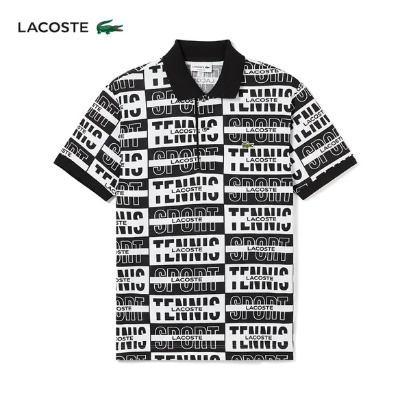 Рубашка-поло мужская Lacoste с логотипом и принтом, белый