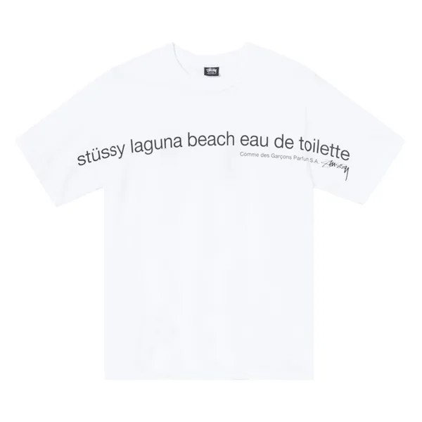 Футболка Stussy x Comme des Garçons Laguna Beach T-Shirt 'White', белый