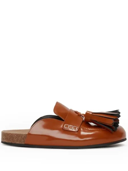 JW Anderson мюли из лакированной кожи с кисточками, коричневый