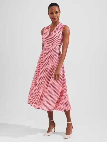 Платье миди с геометрическим точечным принтом Hobbs Lucy, Розовый/Мульти