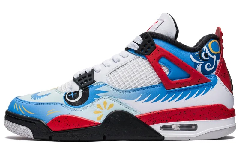 Кроссовки Air Jordan 4 Vintage Basketball Shoes Unisex Mid-top White/Blue/Red, синий