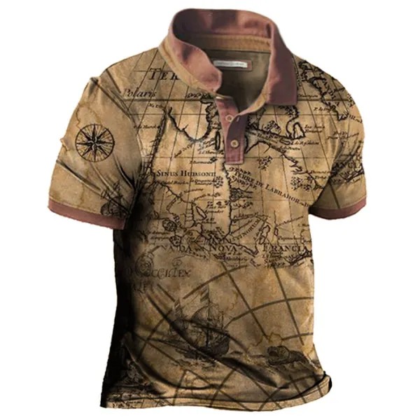 Мужская футболка с воротником-поло с изображением морской карты на Гавайских островах на открытом воздухе